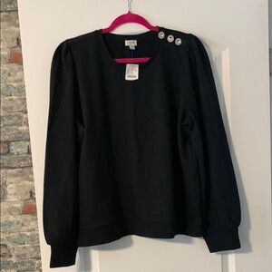 J. Crew Black Sweatshirt with Button Detail